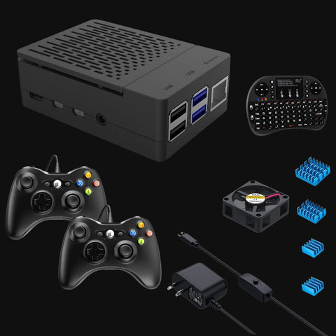 Compact RetroPie console with Raspberry Pi 5 and 8GB RAM, featuring 512GB storage, pre-installed RetroPie software, and XBOX wired controllers for seamless retro gaming.