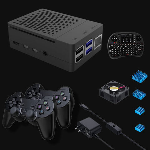 Raspberry Pi 5-based RetroPie console featuring 8GB RAM, a 512GB Micro SD card, dual-band Wi-Fi, PS wired controllers, and Bluetooth 5.0 connectivity.